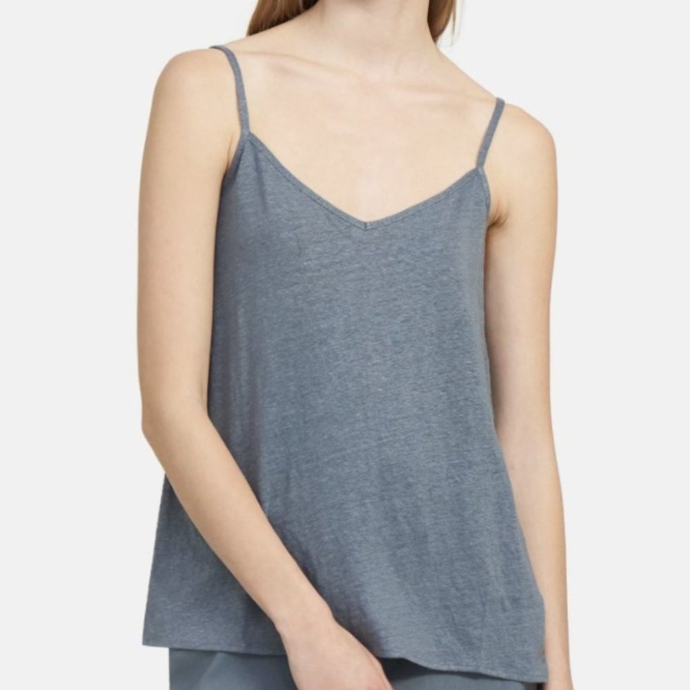 Theory Linen Knit Lounge Tank Steel Blue